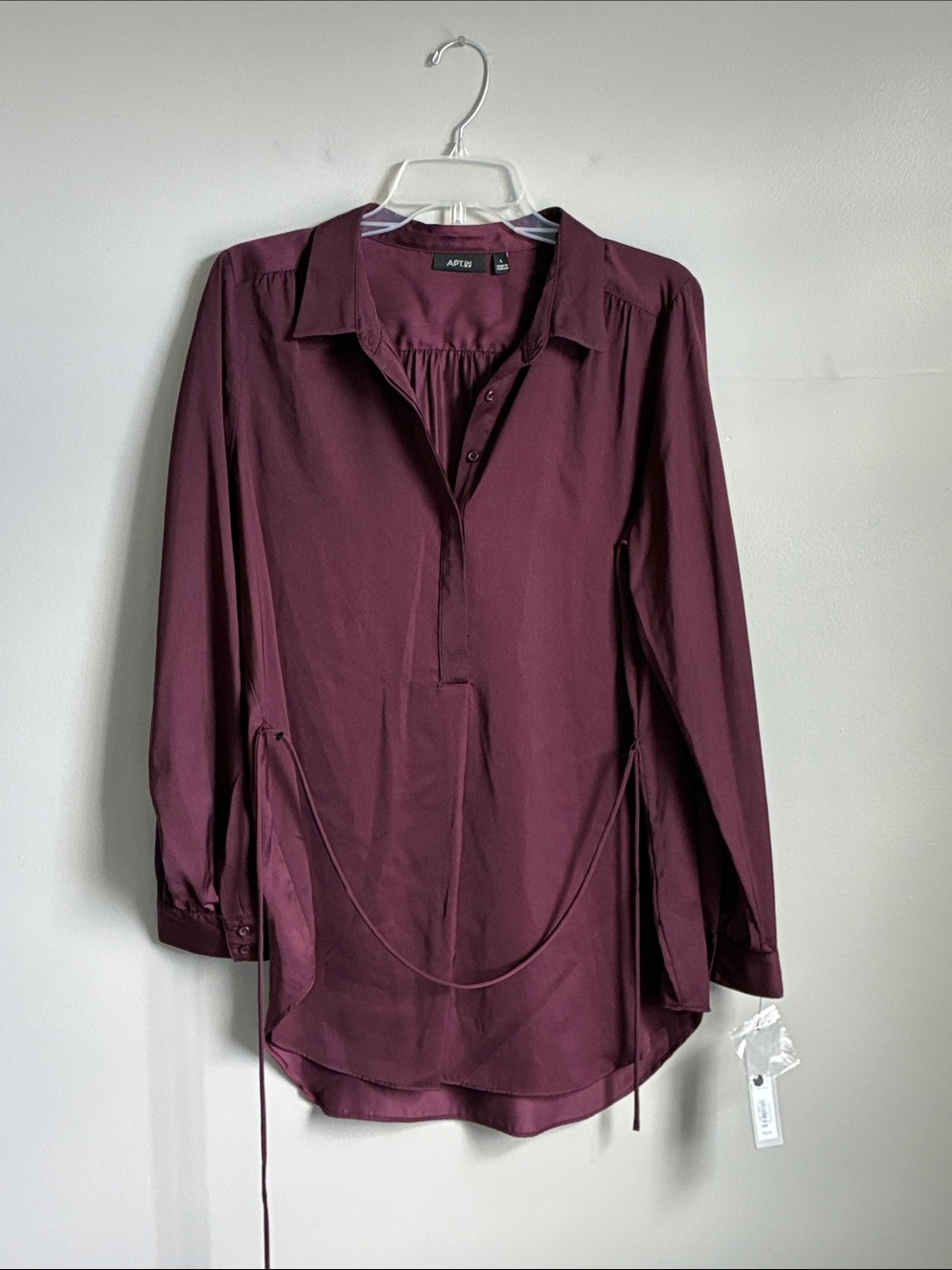 Apt. 9 Long-Sleeve Collared Pullover Tunic in Plum
